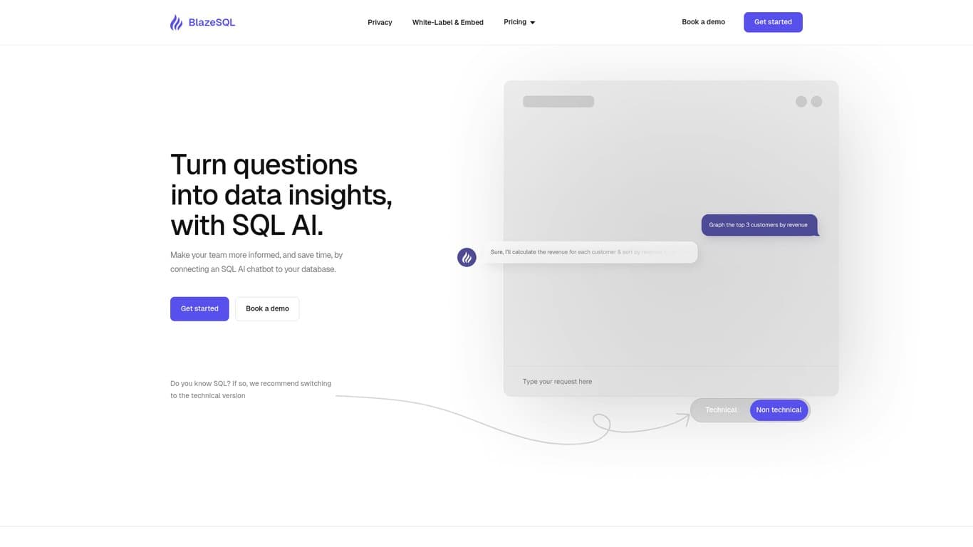 Blaze SQL AI screenshot