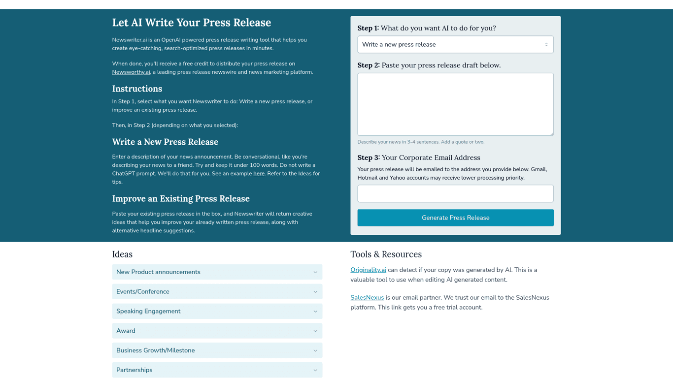 Newswriter.ai screenshot
