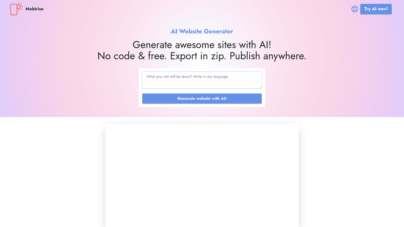 Mobirise screenshot