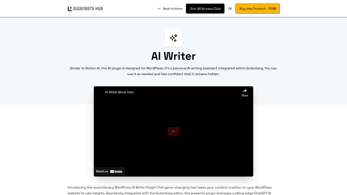 Gutenberg Hub screenshot