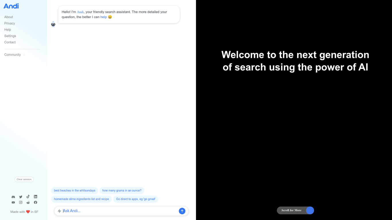 AndiSearch screenshot