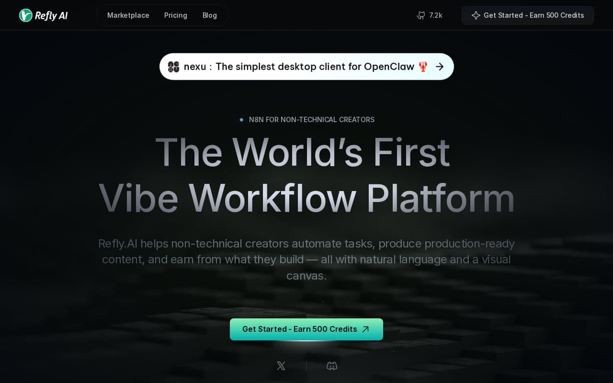 Refly.ai: World's first vibe workflow platform for non-technical Creators screenshot