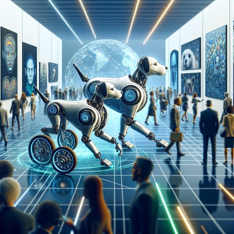 Banner for Beeple Unleashes Billionaire-Headed Robotic Dogs at Art Basel
