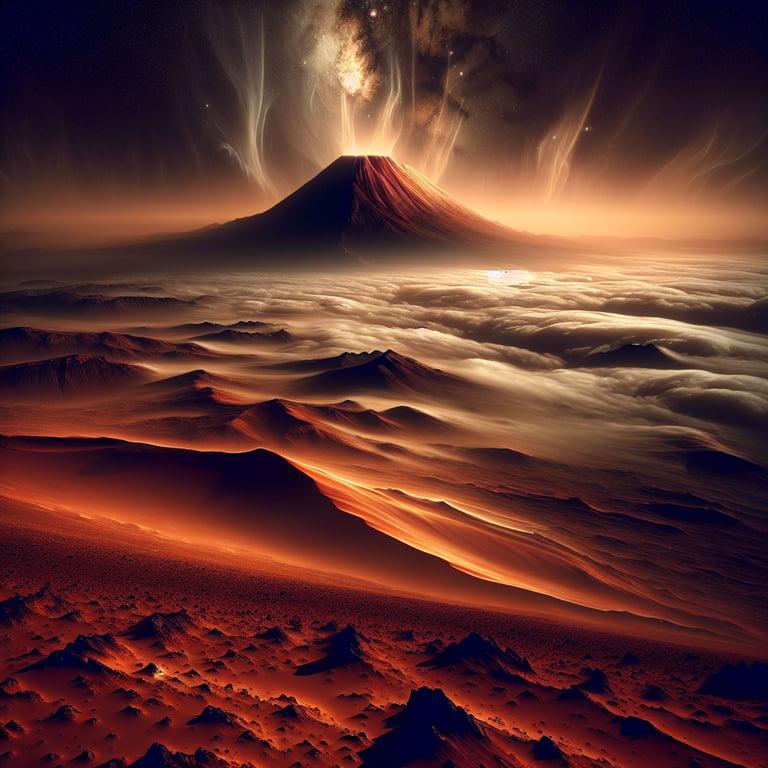 Banner for NASA's Odyssey Snaps Historic Image: Mars Volcano Peaks Above the Clouds!