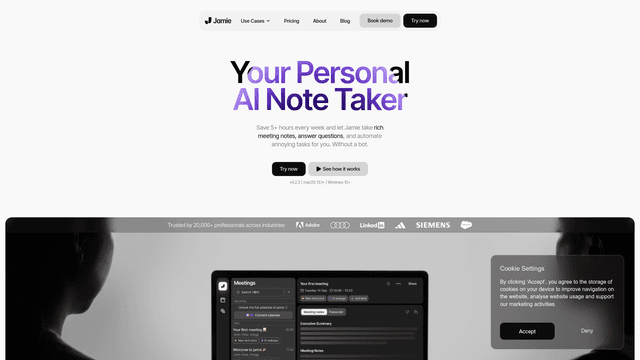 Thumbnail image for jamie - AI Notetaker for Meeting Notes & Automated Ac...