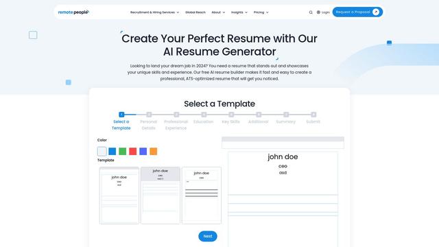 Thumbnail image for Free AI Resume Generator