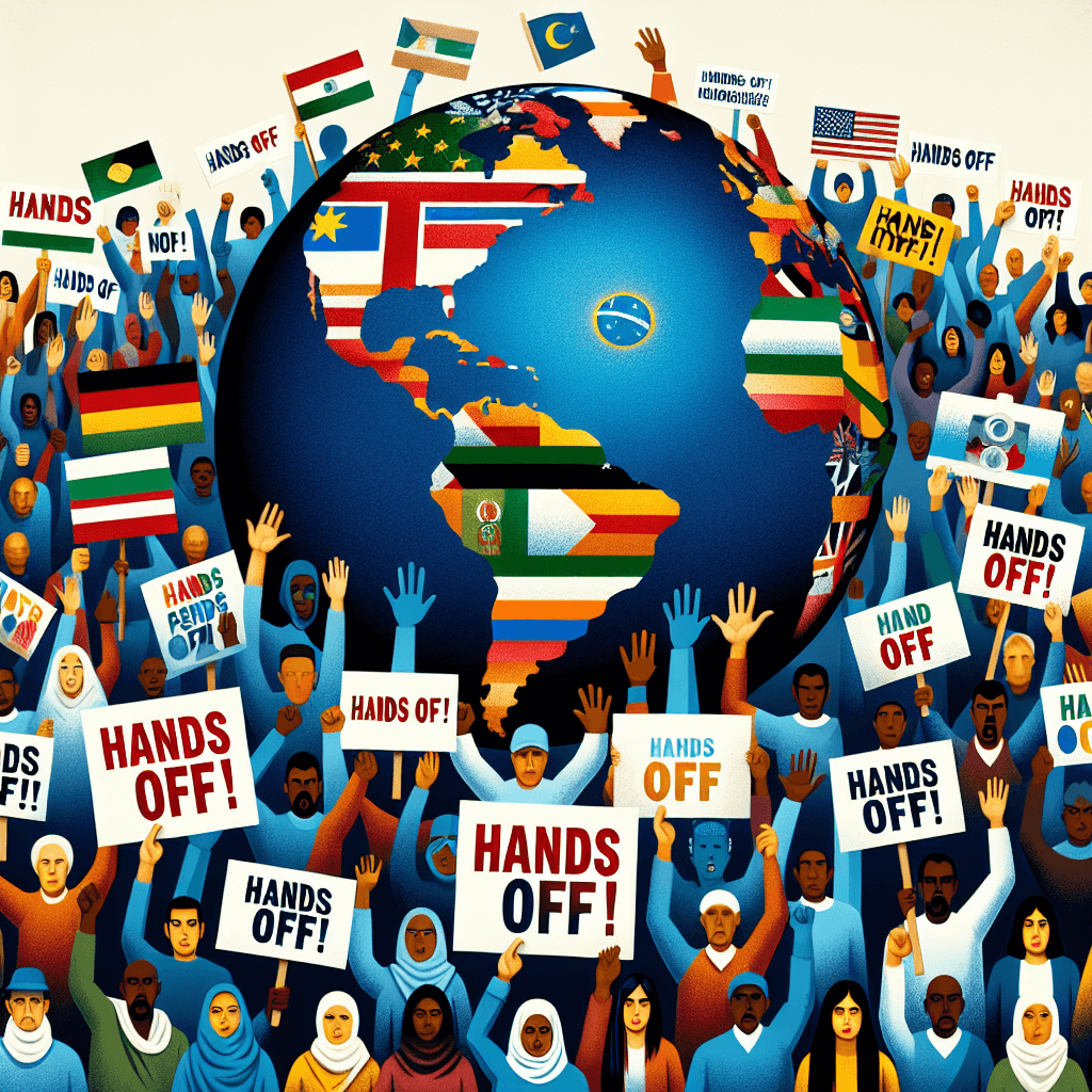 Banner for "Hands Off!" Protests Against Trump and Musk Ignite Global Movement