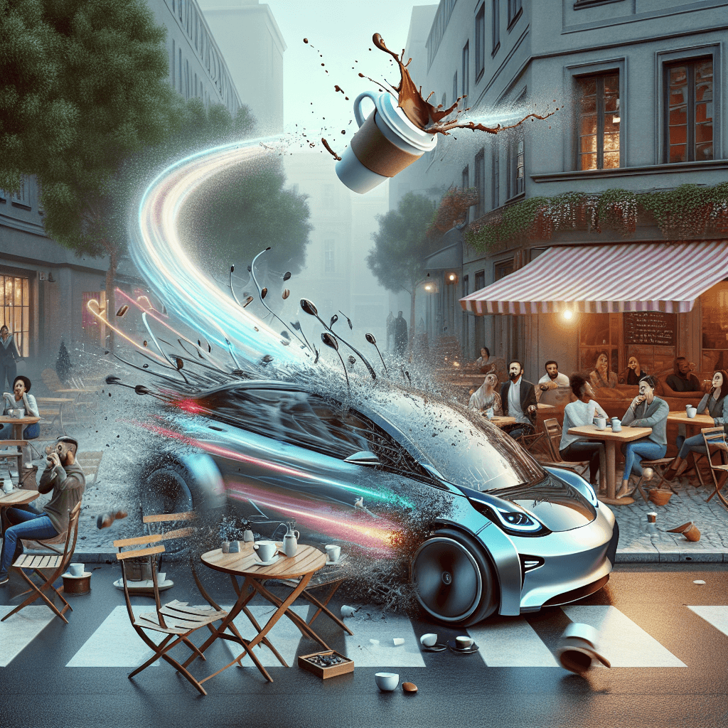 High-Speed Tesla Crash Turns Coffee Break into Chaos