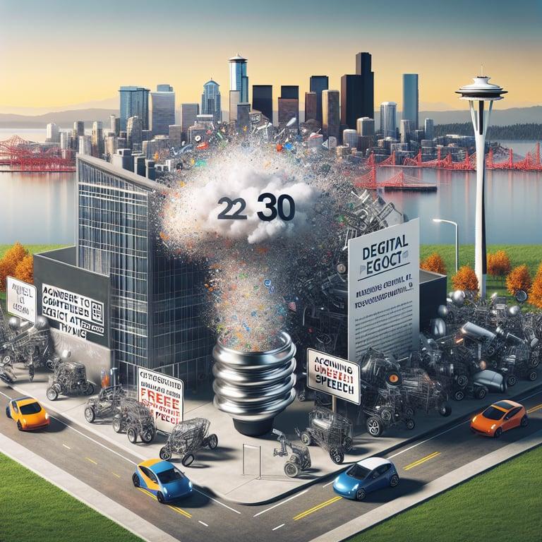 Banner for Seattle's 'Tesla Takedown' Protest Sparks Debate on Section 230 and Free Speech