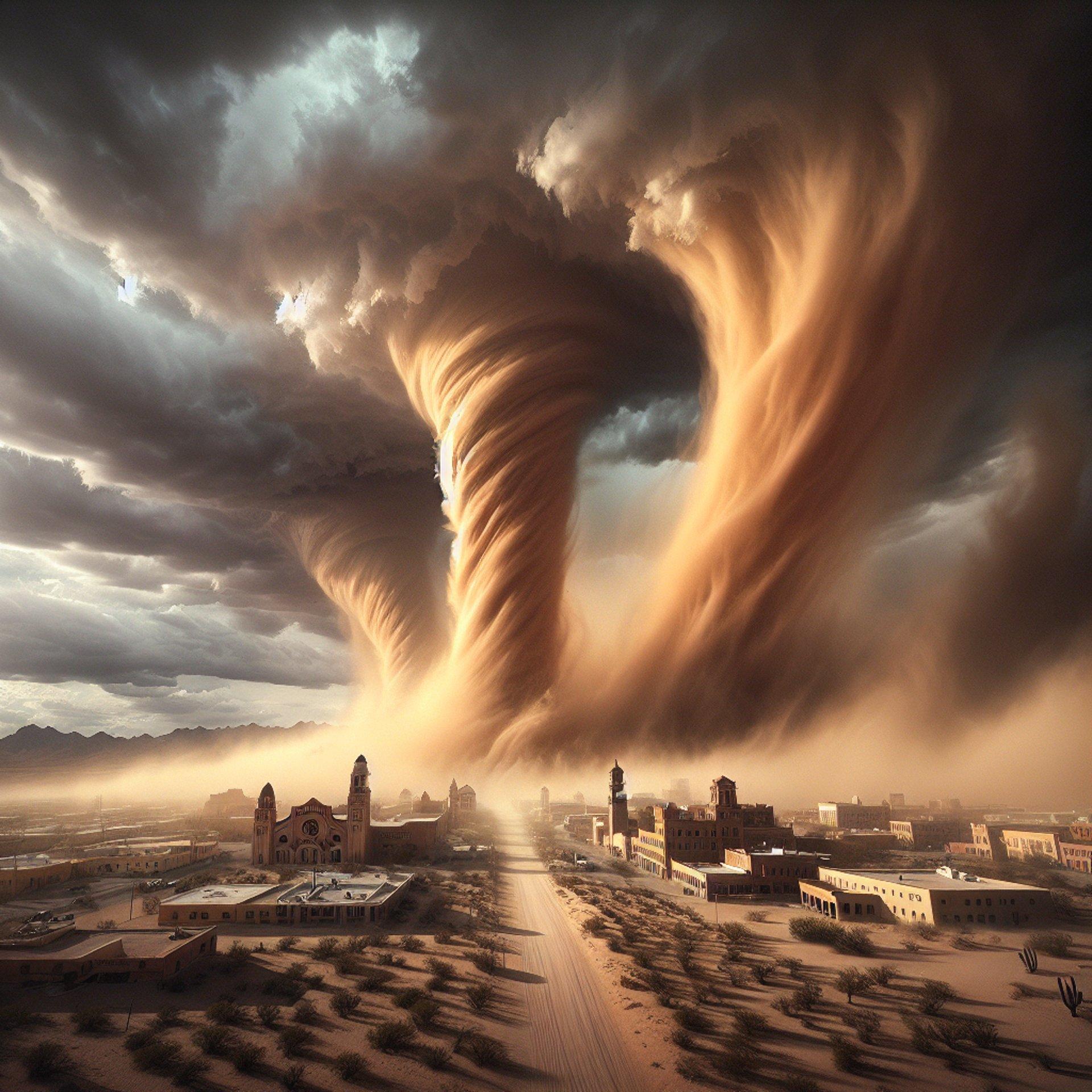 Banner for "El Paso Tornadoes Make a Dusty Return: The Worst Dust Storms Since 1936!"