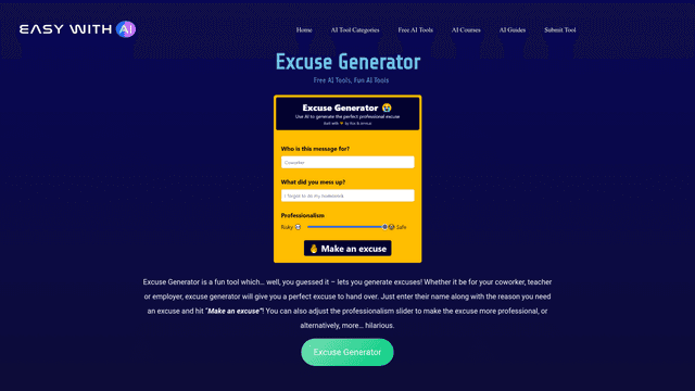 Thumbnail image for Excuse Generator