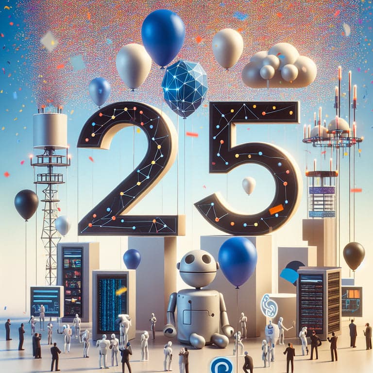Banner for Wikipedia's 25th Birthday Bash: AI Partnerships with Tech Giants!