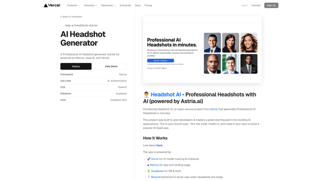 Thumbnail image for AI Headshot Generator