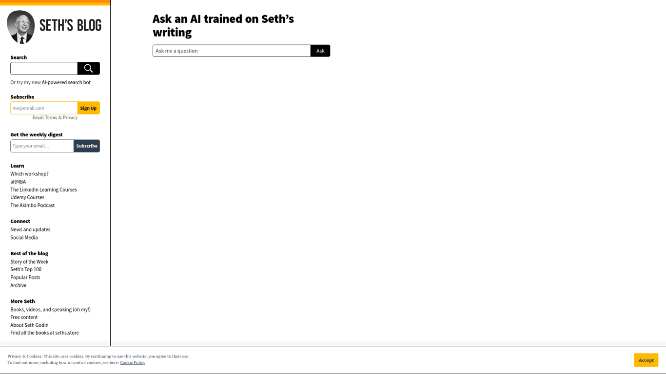 Seths Chatbot screenshot