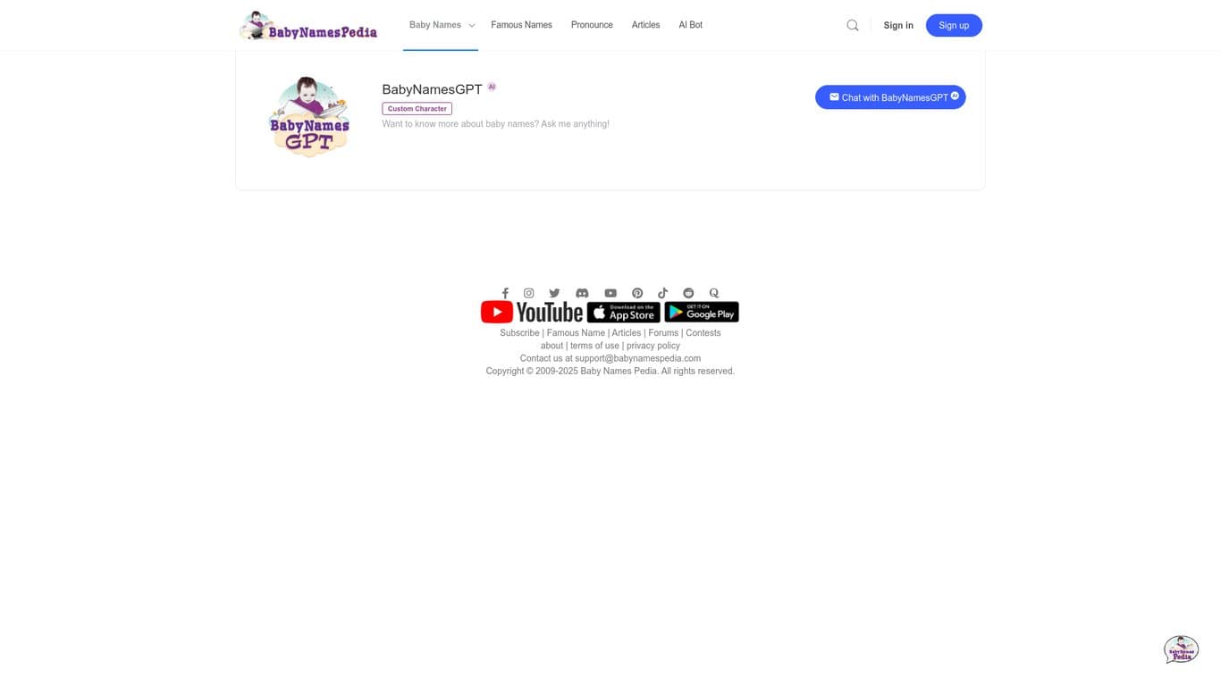 BabyNamesPedia AI screenshot