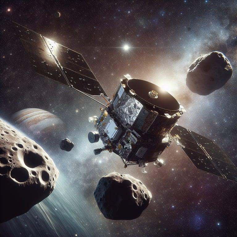 Banner for NASA's Lucy Mission: Poised for Its Second Asteroid Flyby on Jupiter Voyage!