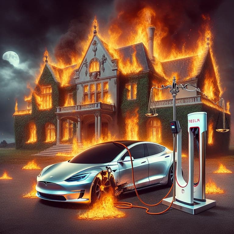 Banner for Tesla Charged with Another Lawsuit Over Charging Cable: Randall Cobb's Mansion Blaze