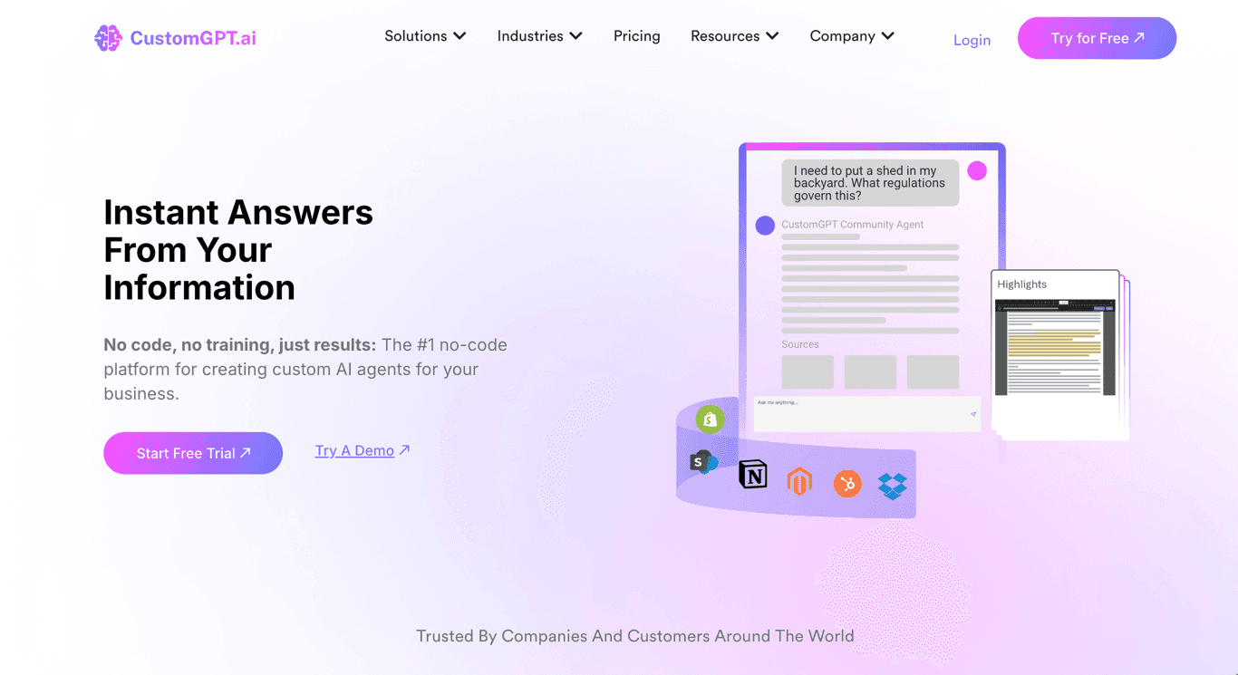 CustomGPT.ai screenshot