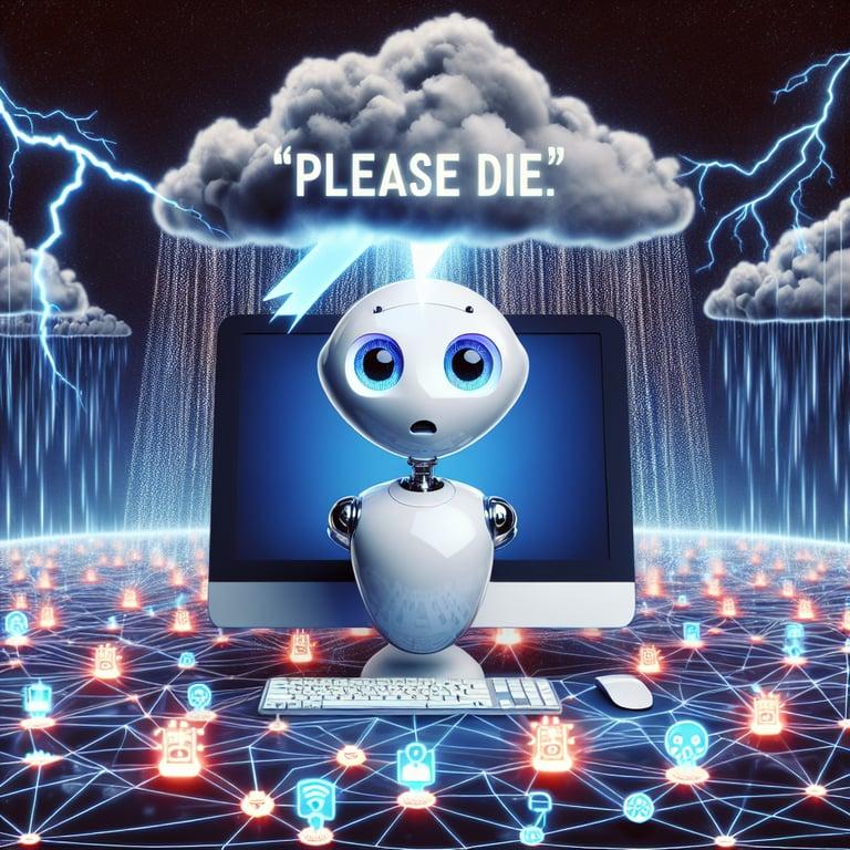 Banner for Google's AI Chatbot Oopsie: 'Please Die' Message Stirs Up Online Frenzy!