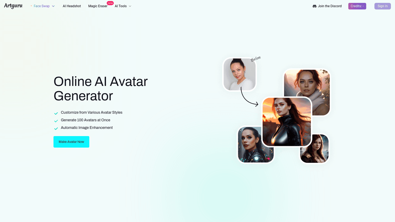 Artguru AI Avatar Generator screenshot