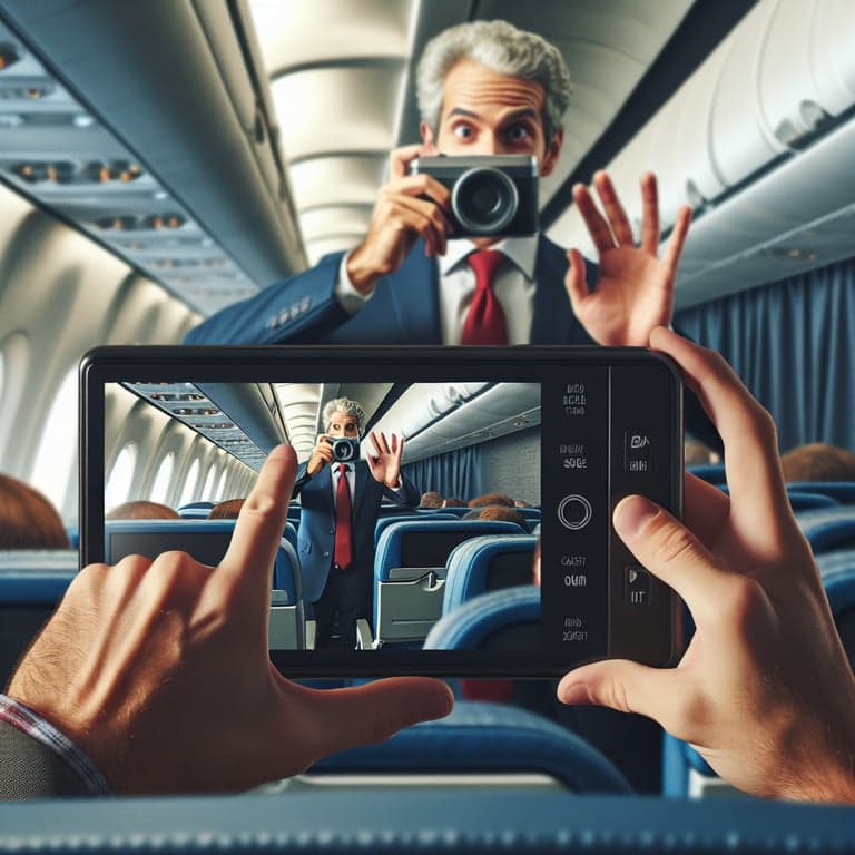 Congressman Brad Sherman's In-Flight Screen Misadventure Caught on Camera!