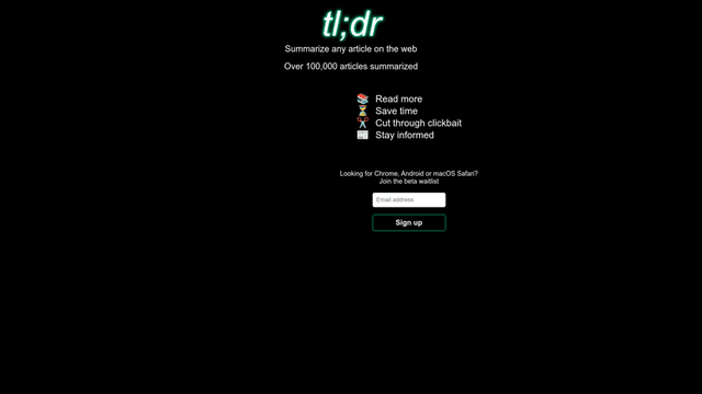 Thumbnail image for Tldr AI Summarizer