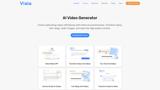 Thumbnail image for AI Video Generator By Visla