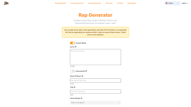 Thumbnail image for AI Rap Generator