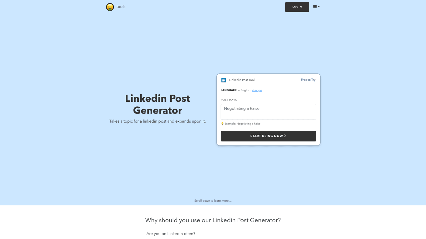 Linkedin Post Generator | nichesss screenshot