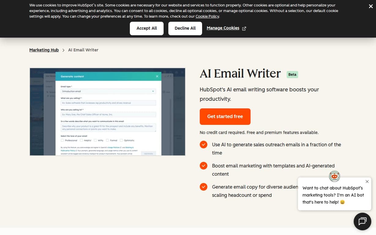 AI Email Writer | HubSpot screenshot