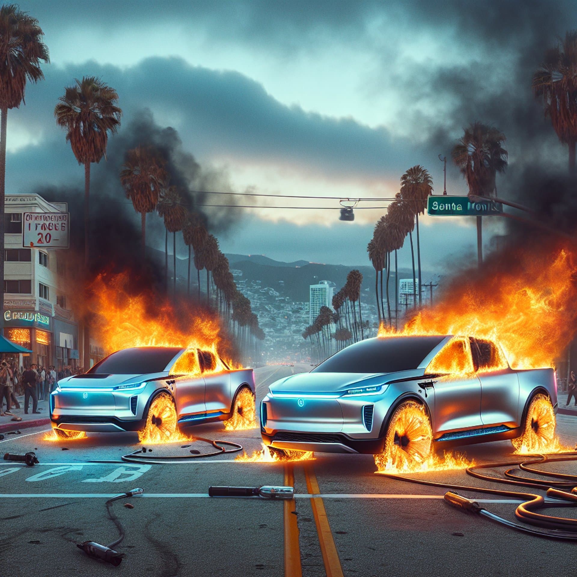 Banner for Double Trouble: Tesla Cybertrucks Go Up in Flames in Santa Monica