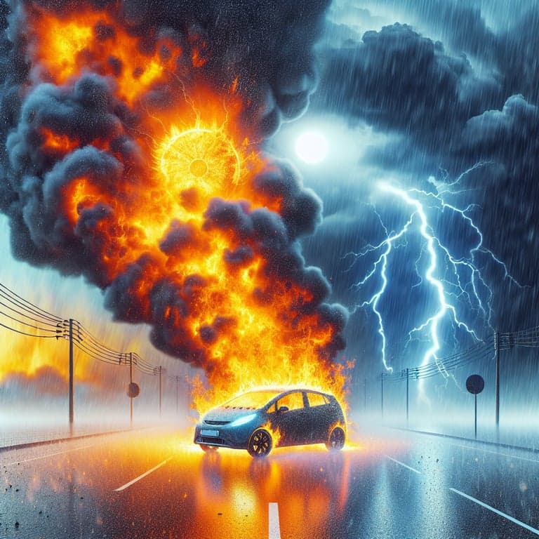 Banner for Shockwave in the Sunshine State: Tesla Fire Sparks Debate Amidst Hurricane Helene