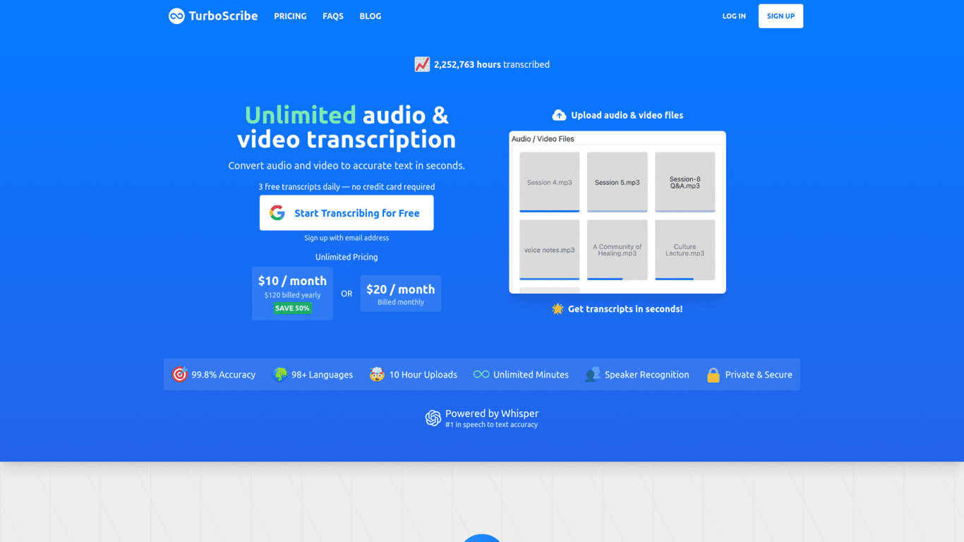 TurboScribe screenshot