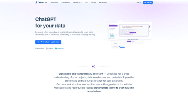 Thumbnail image for Deepnote AI
