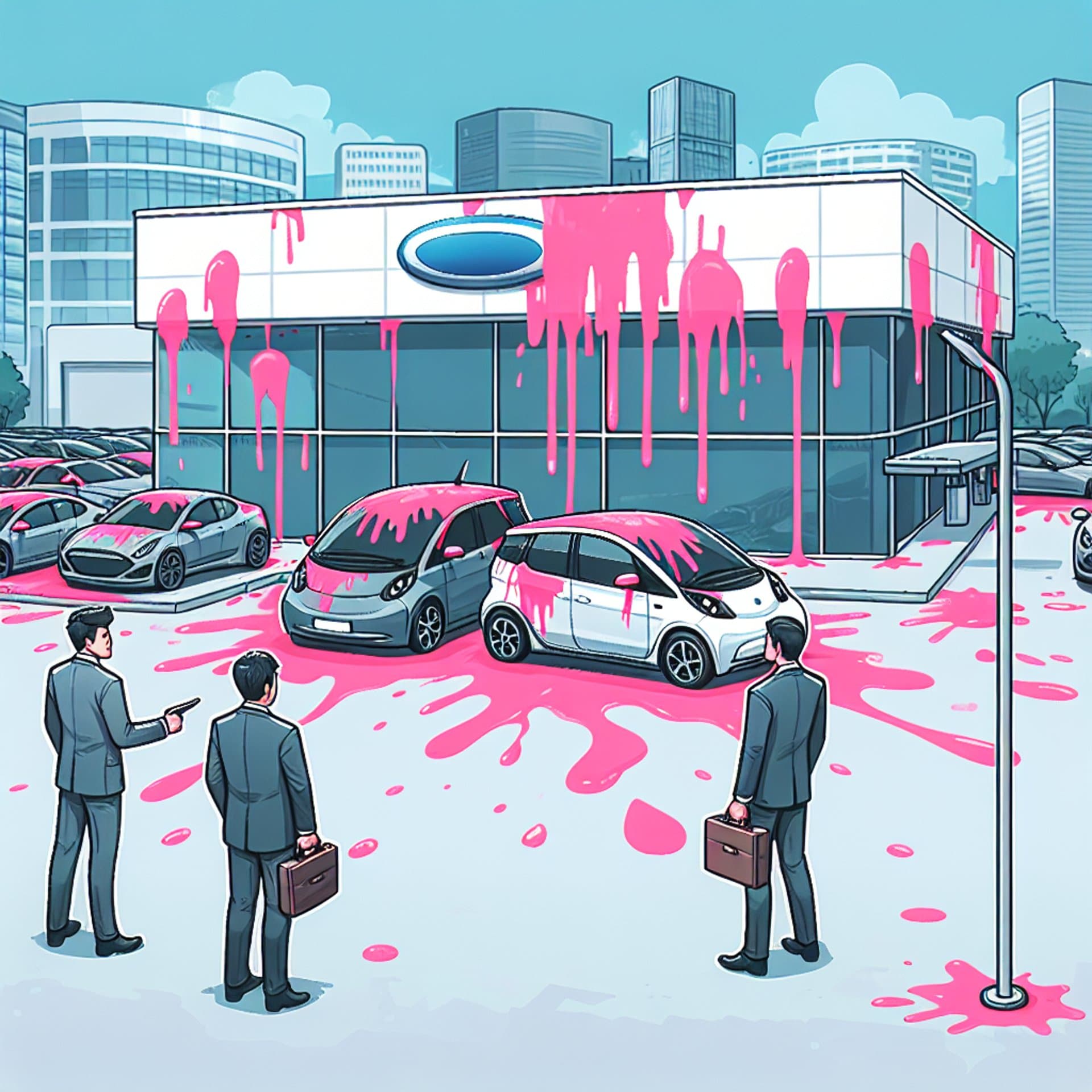 Tesla Turmoil: Montreal Dealership Hit with Pink Paint Protest!