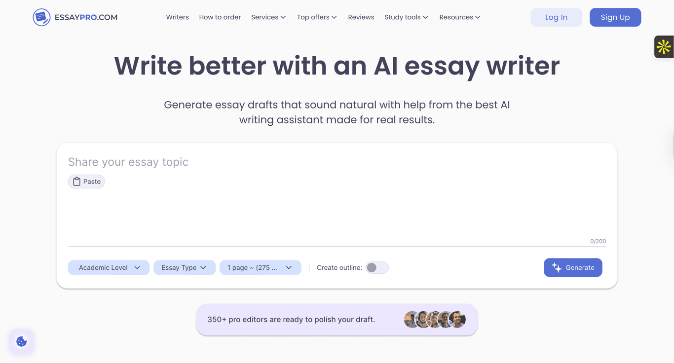 essay writer generator screenshot