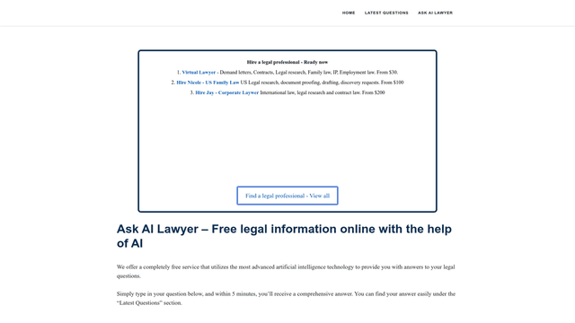 Thumbnail image for Ask AI Lawyer