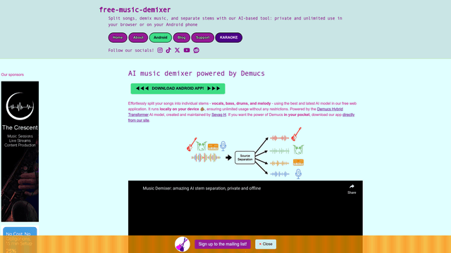 Thumbnail image for Free Music Demixer