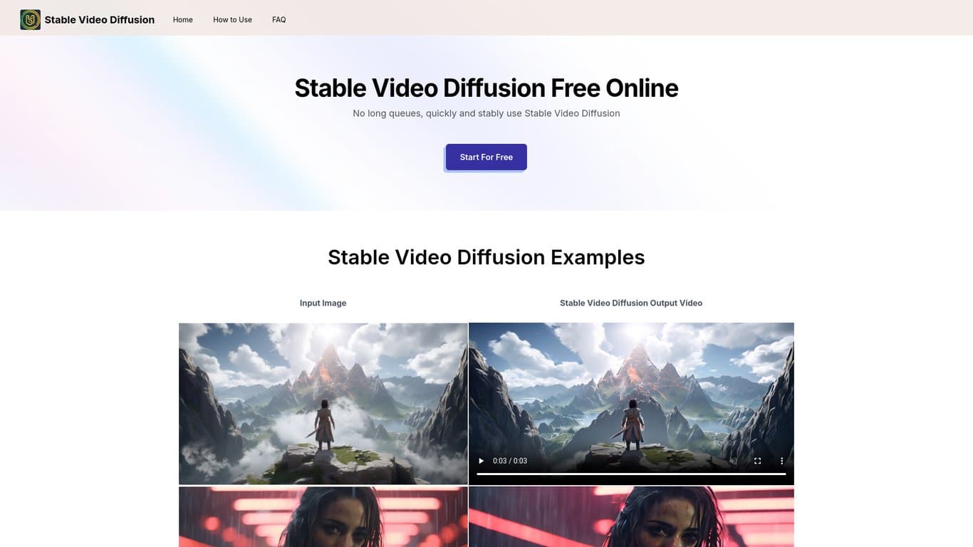 Stable videtable video diffusion online screenshot