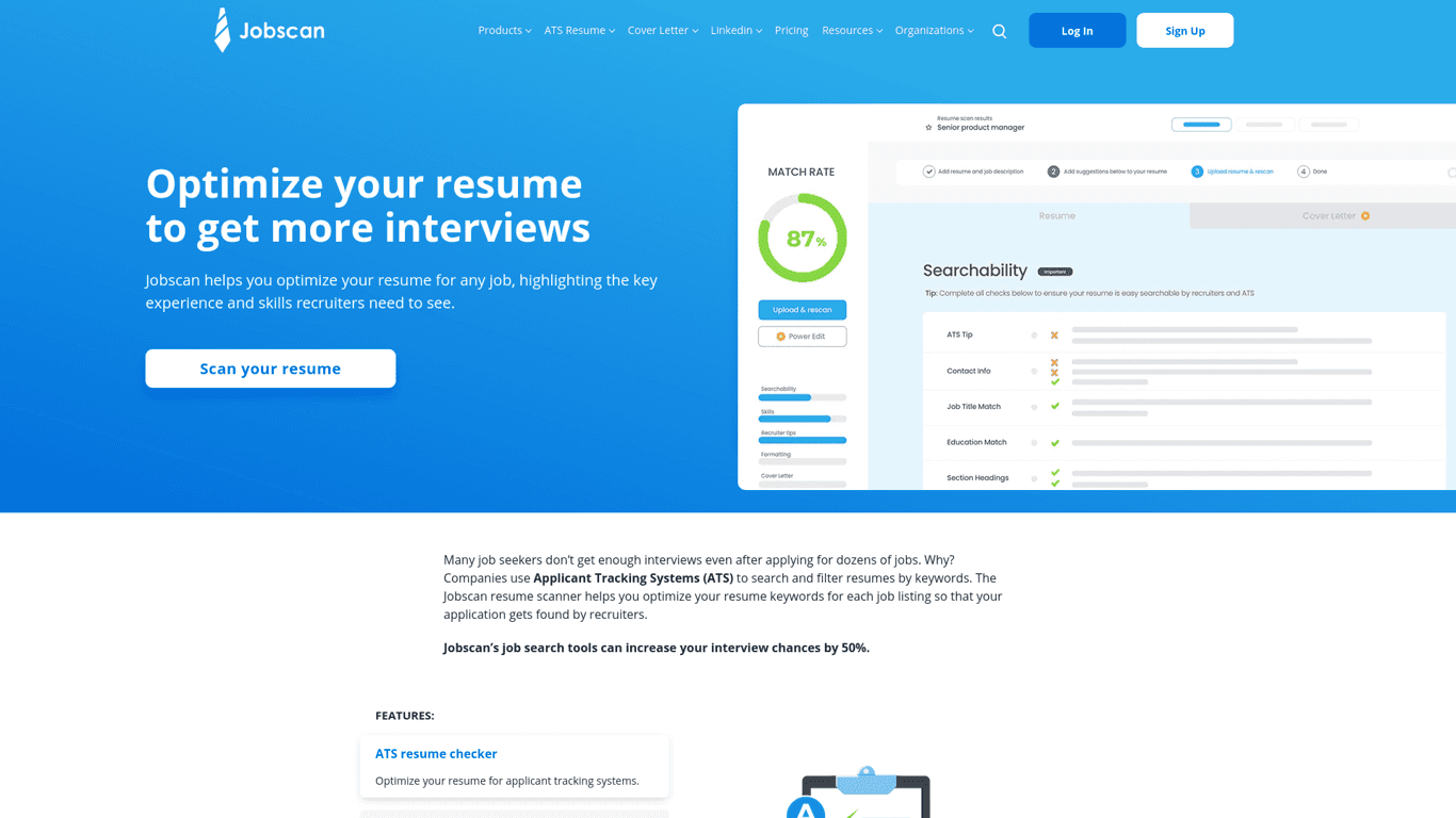 Jobscan screenshot