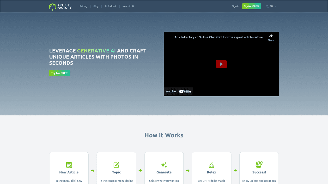 ARTICLE FACTORY screenshot