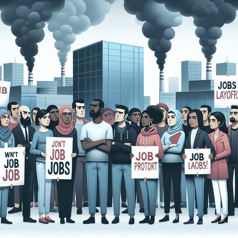 Banner for Google Employees Rally for Job Security Amid Layoff Concerns