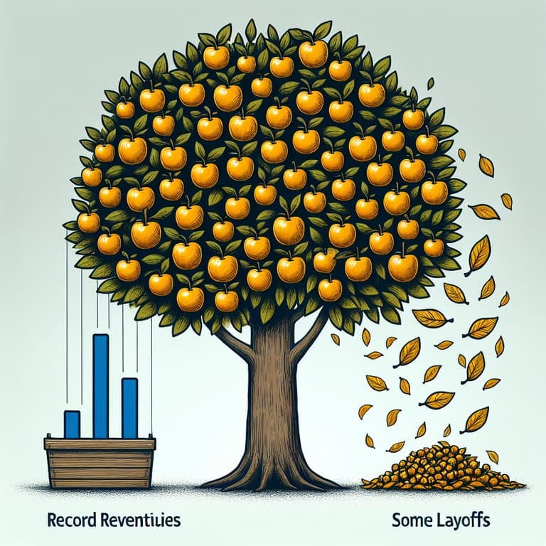 Banner for Apple's Strategic Sales Shift: Rare Layoffs Amid Record Revenues