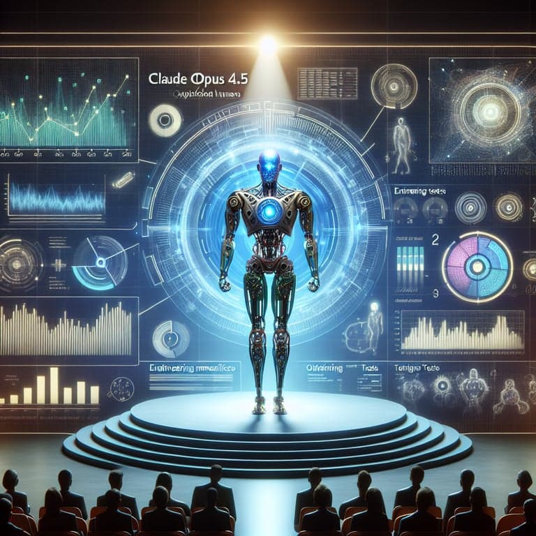 Banner for "Claude Opus 4.5 Takes Center Stage: Outperforming Humans in Engineering Tests!"