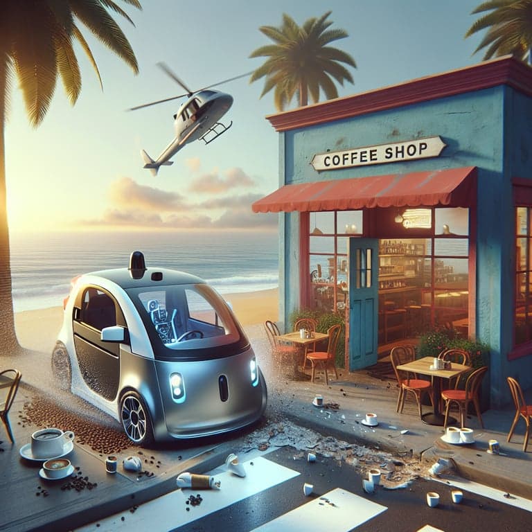 Tesla Takes a Detour: Crashes into Long Beach Coffee Shop