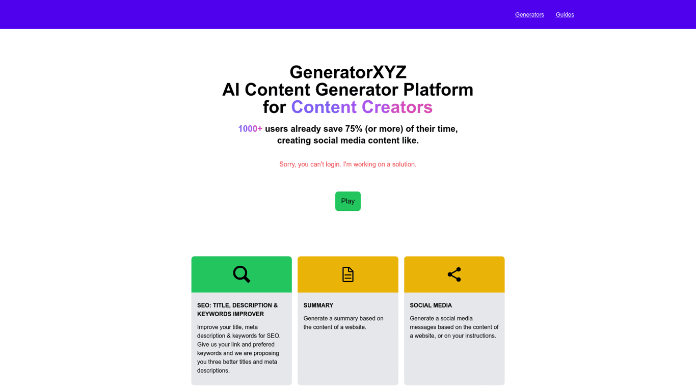 Generatorxyz screenshot