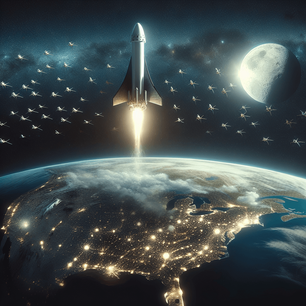 Banner for SpaceX's Starship Flight 10: A Leap Towards the Moon with Starlink Simulators Aboard