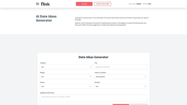 Thumbnail image for AI Date Ideas Generator - Flisk