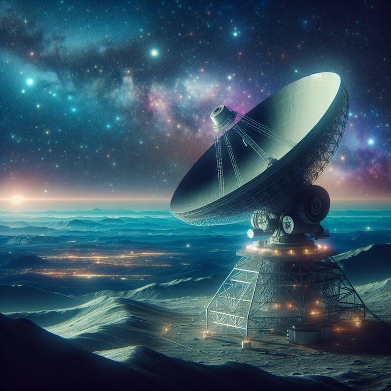 Banner for NASA's New Frontier: A Giant Radio Telescope on the Moon's Dark Side!
