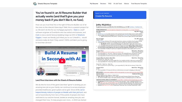 Thumbnail image for Sheets AI Resume Builder